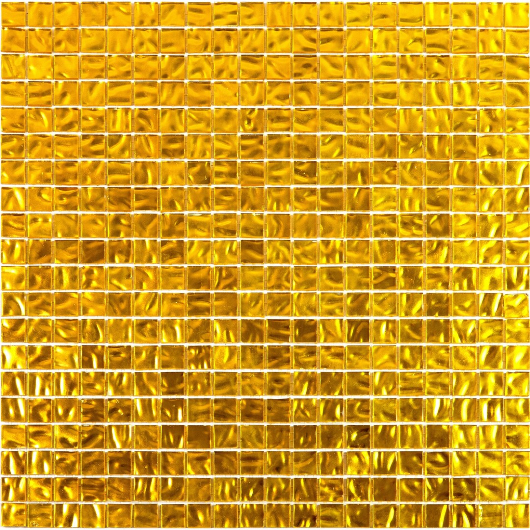 MiR Alma F Gold 0.8" Glossy 11.6" x 11.6" Deco Glass Mosaic