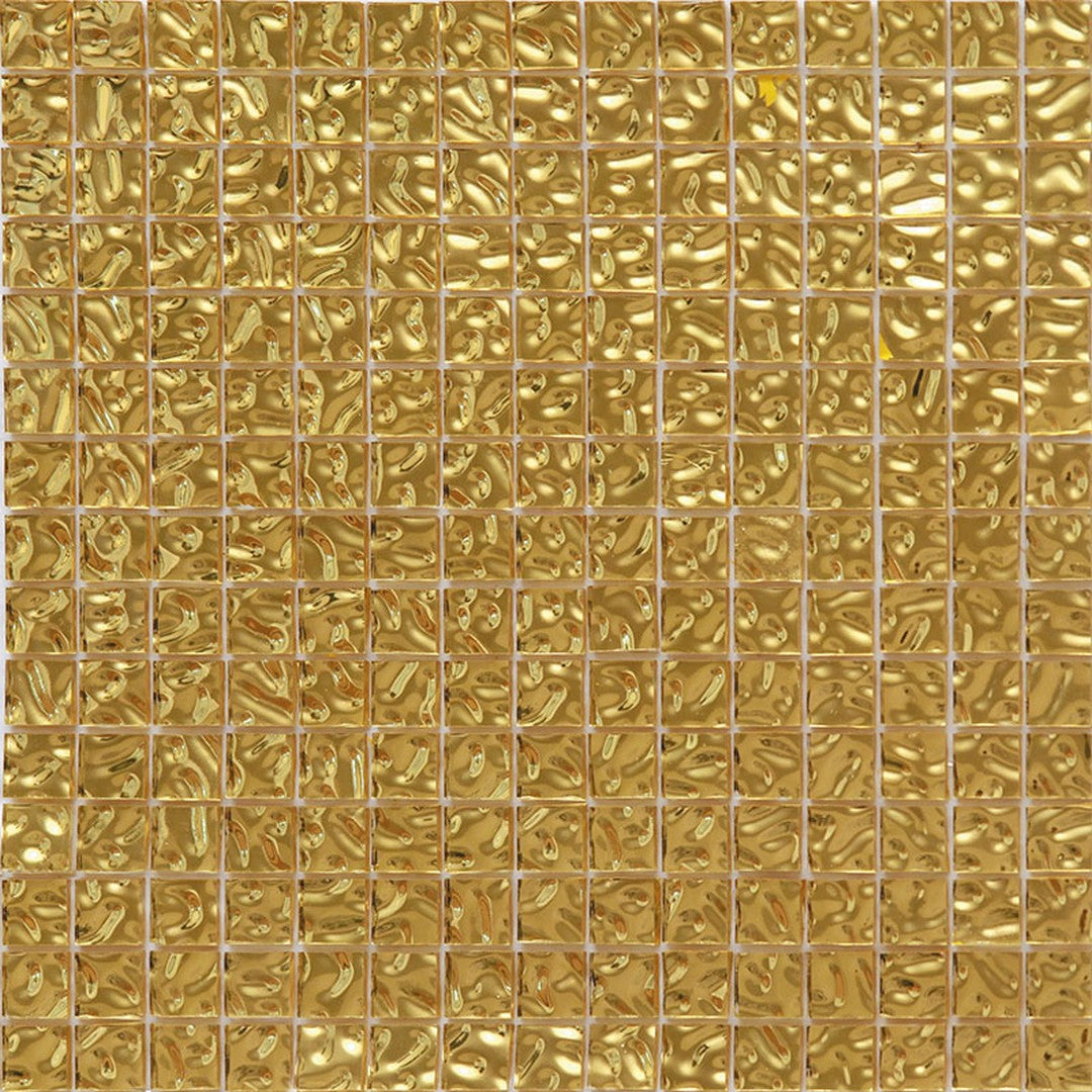 MiR Alma F Gold 0.8" Glossy 12" x 12" Deco Glass Mosaic
