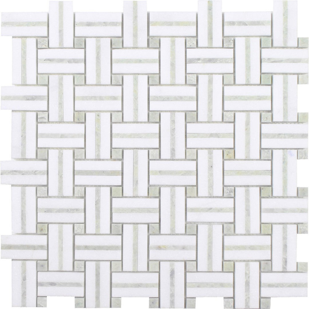 Tesoro Sliced Basketweave 12" x 12" Polished Natural Stone Mosaic