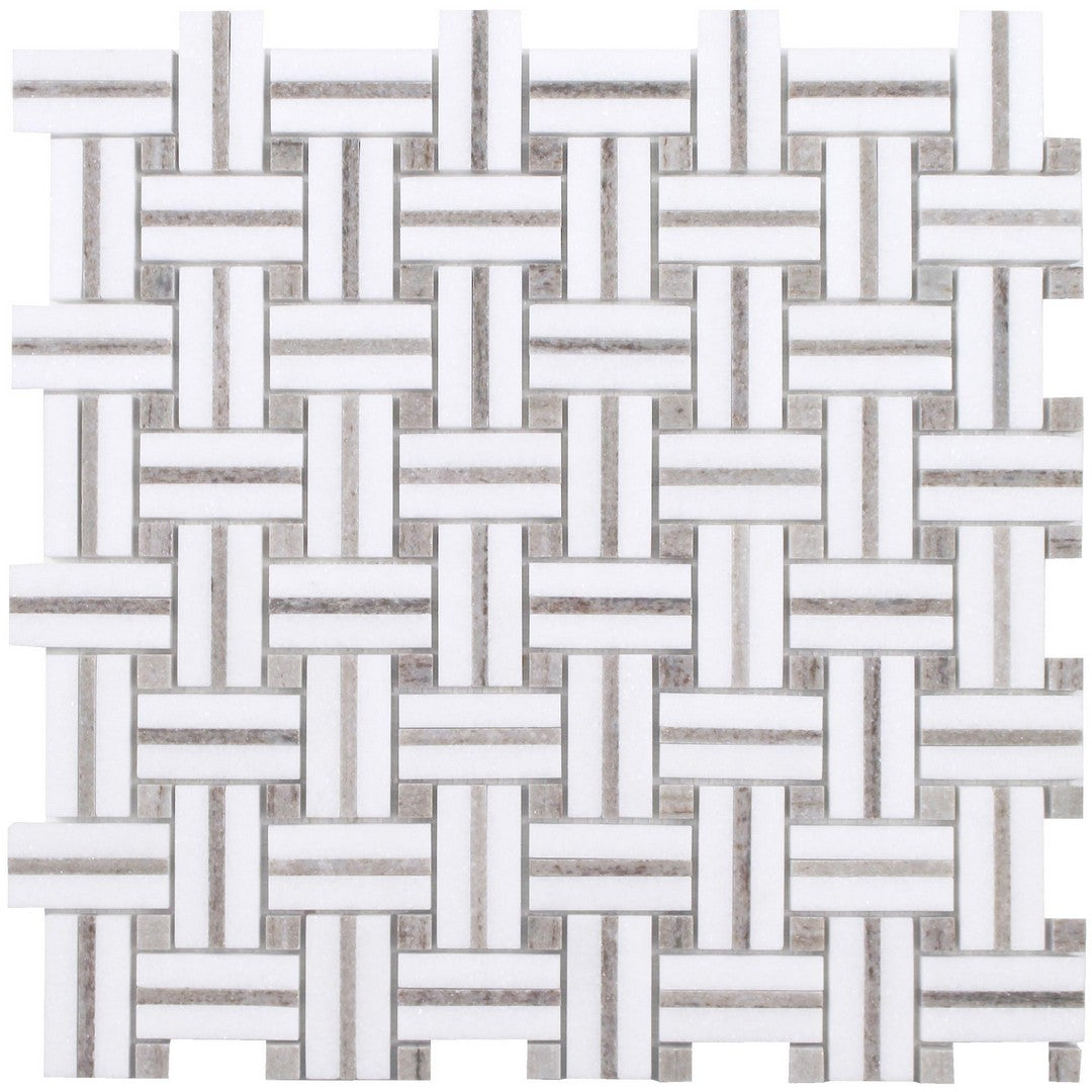Tesoro Sliced Basketweave 12" x 12" Polished Natural Stone Mosaic