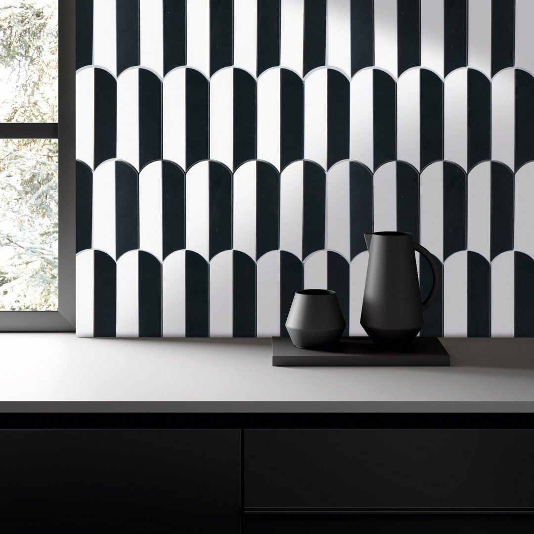 Tesoro-Showtime-13.25-x-10.25-Polished-Waterjet-Natural-Stone-Mosaic-Thassos-Nero