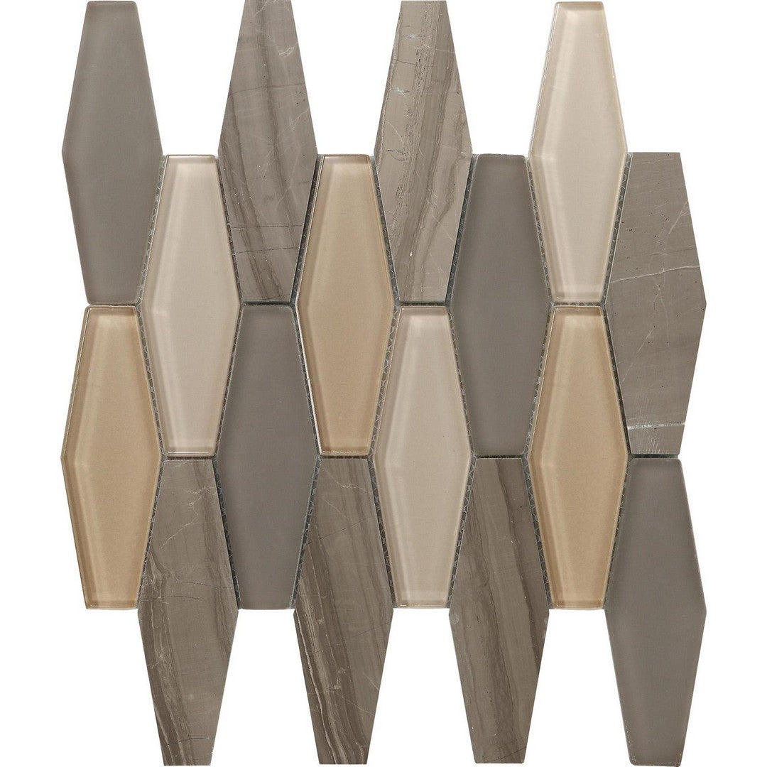 Tesoro Metro Stone & Glass Blend 11.75" x 12" Polished Diamond Mosaic