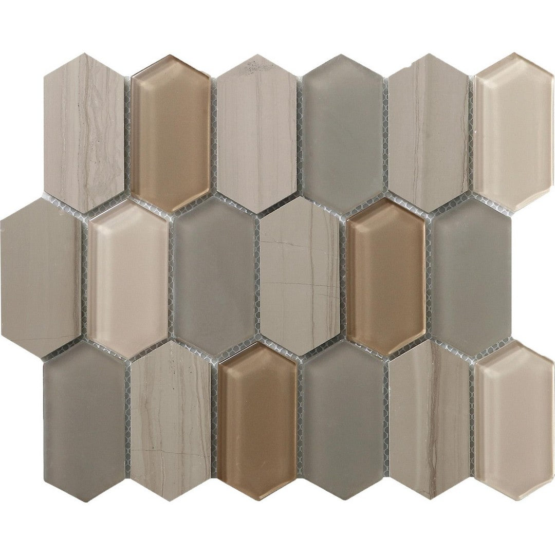 Tesoro Metro Stone & Glass Blend 10.25" x 12" Polished Picket Mosaic