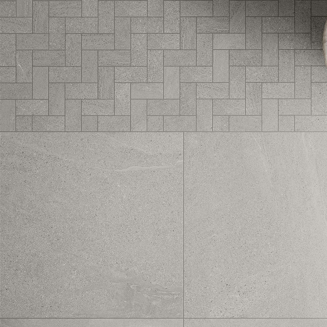 Del-Conca-USA-New-England-12-x-14-Glazed-Porcelain-Herringbone-Mosaic-Gray