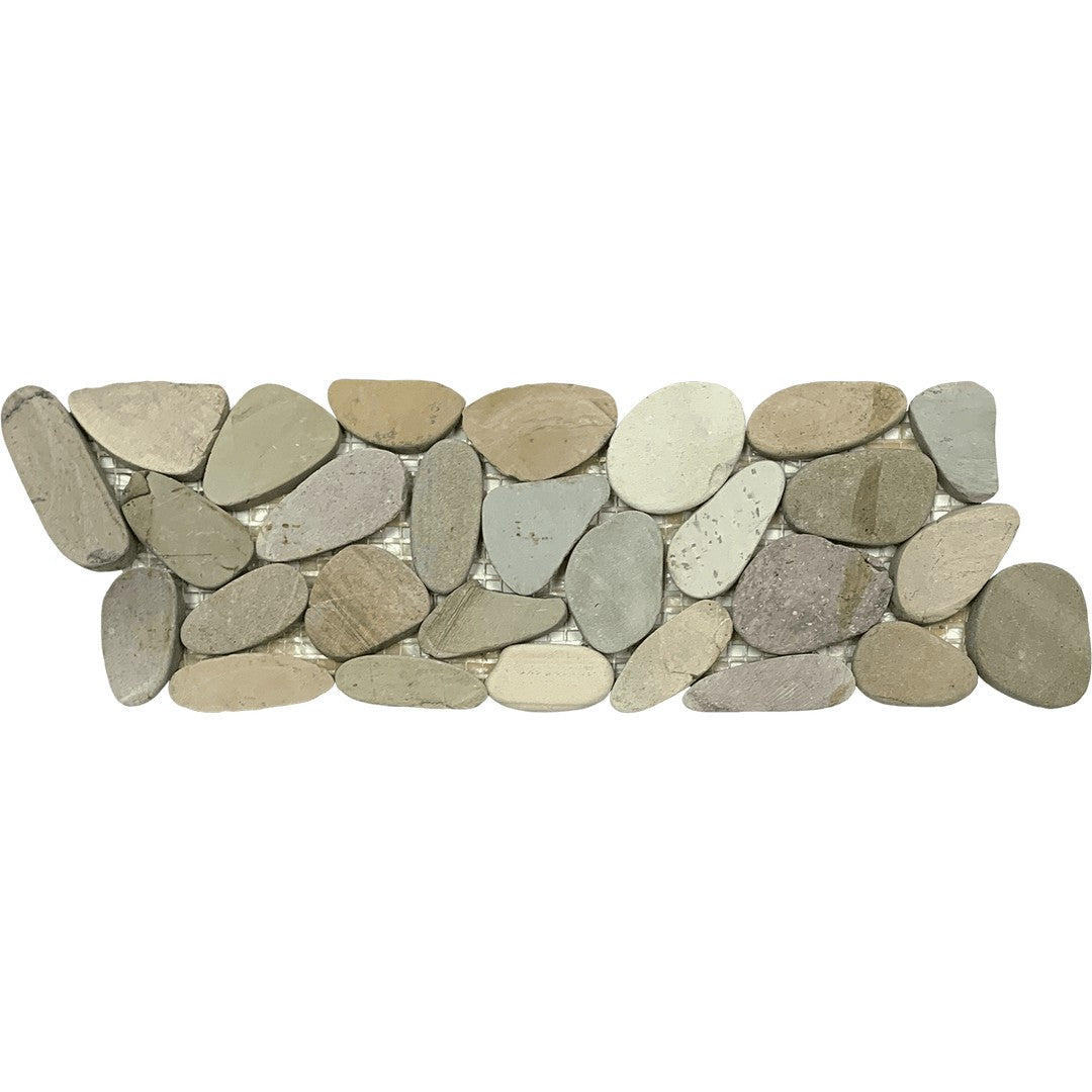 Bati Orient Bali 4" x 12" Matte Sliced Pebble Natural Stone Mosaic Border