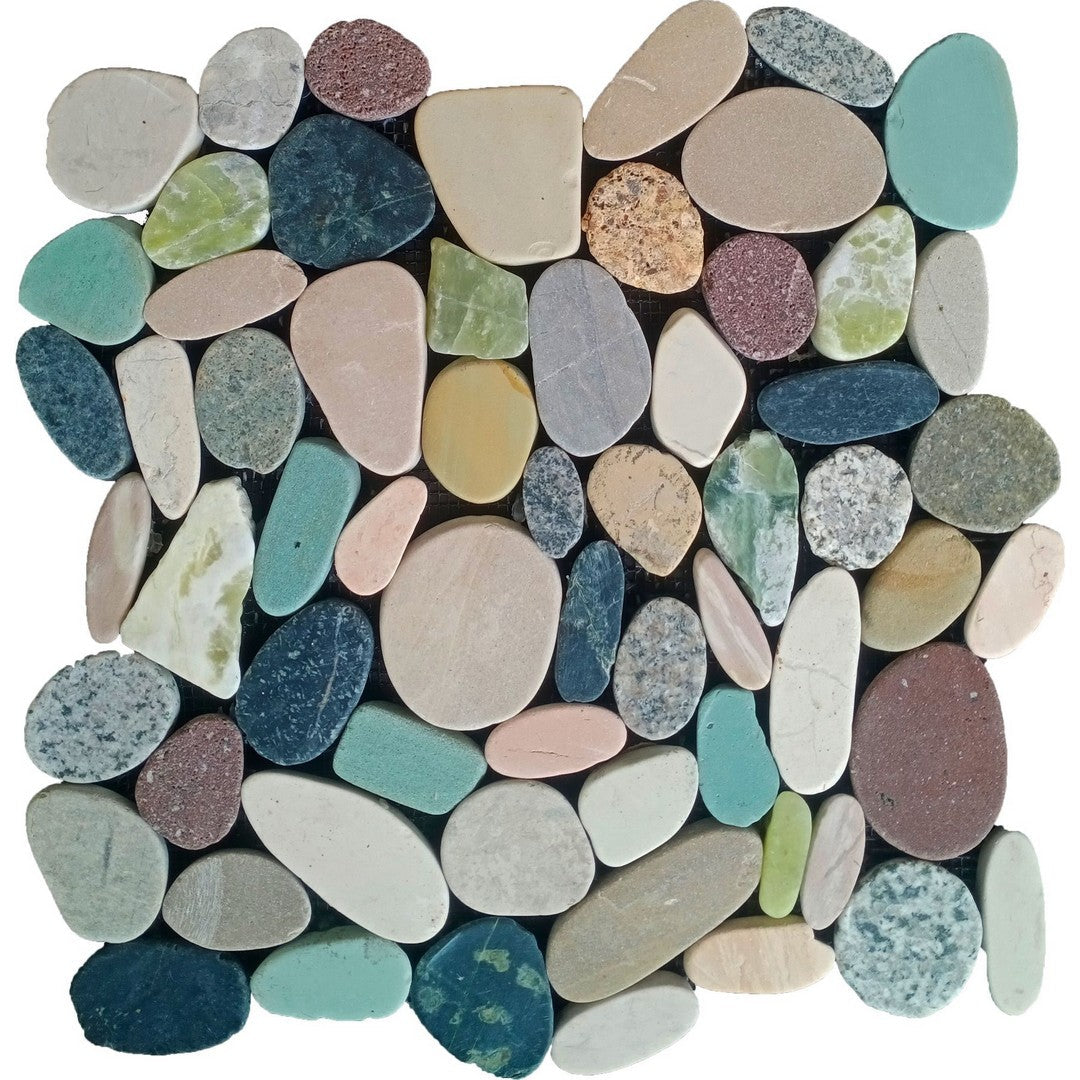 Bati Orient Bali 12" x 12" Matte Sliced Pebble Natural Stone Mosaic