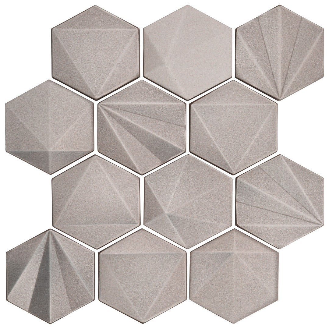 Marazzi GeoMetal 11" x 12" Satin Metal 3" Hexagon Mosaic