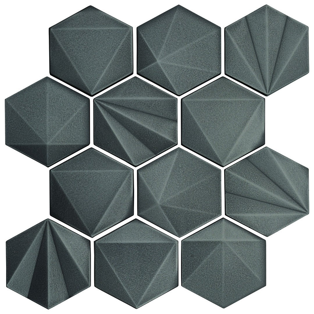 Marazzi GeoMetal 11" x 12" Satin Metal 3" Hexagon Mosaic