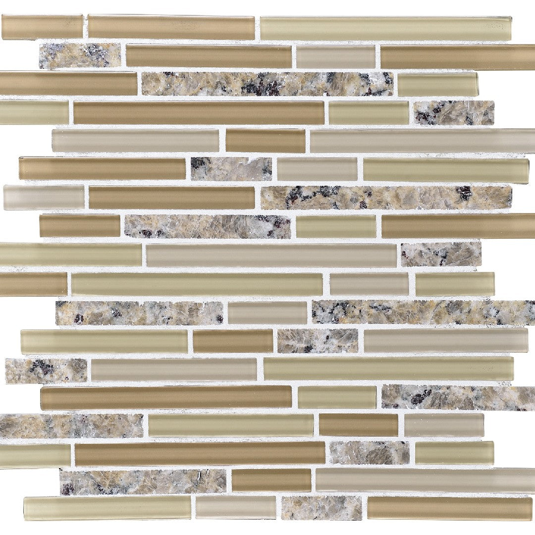 Daltile Granite Radiance 12" x 12" Stone & Glass 5/8" Random Linear Mosaic