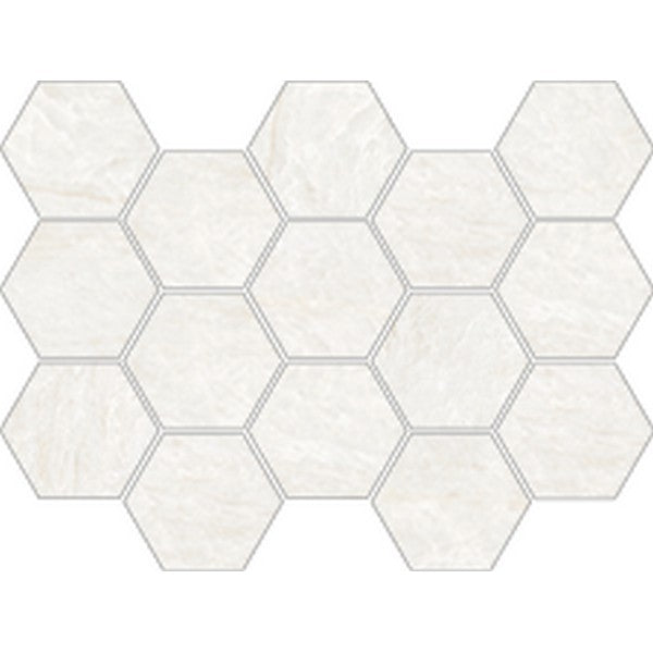 Happy Floors Naica 13" x 9" Natural Porcelain Hexagon Mosaic