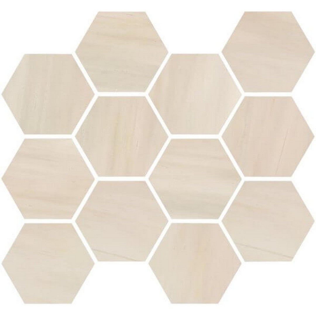 Happy Floors Dolomite 12" x 14" Natural Porcelain Hexagon Mosaic