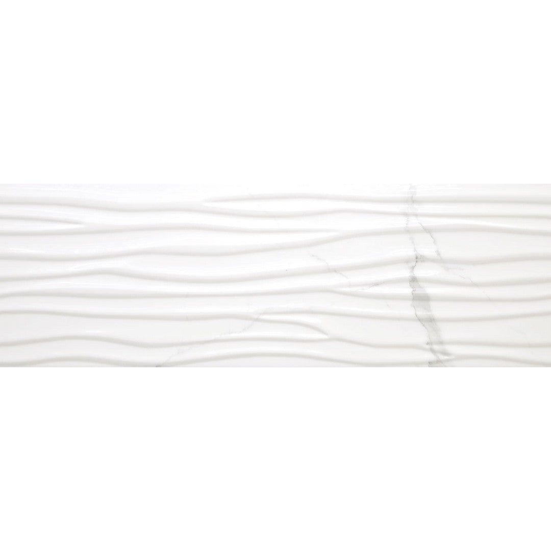 Happy Floors Statuario 12" x 36" Rectified Glossy Ceramic Wave Wall Tile