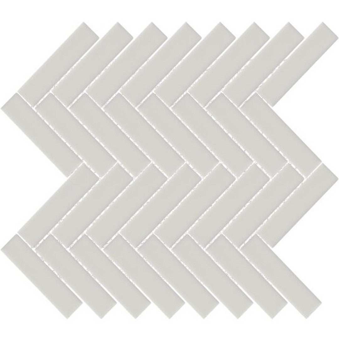 Happy Floors Artisan 12" x 12" Glossy Herrinbone Ceramic Mosaic