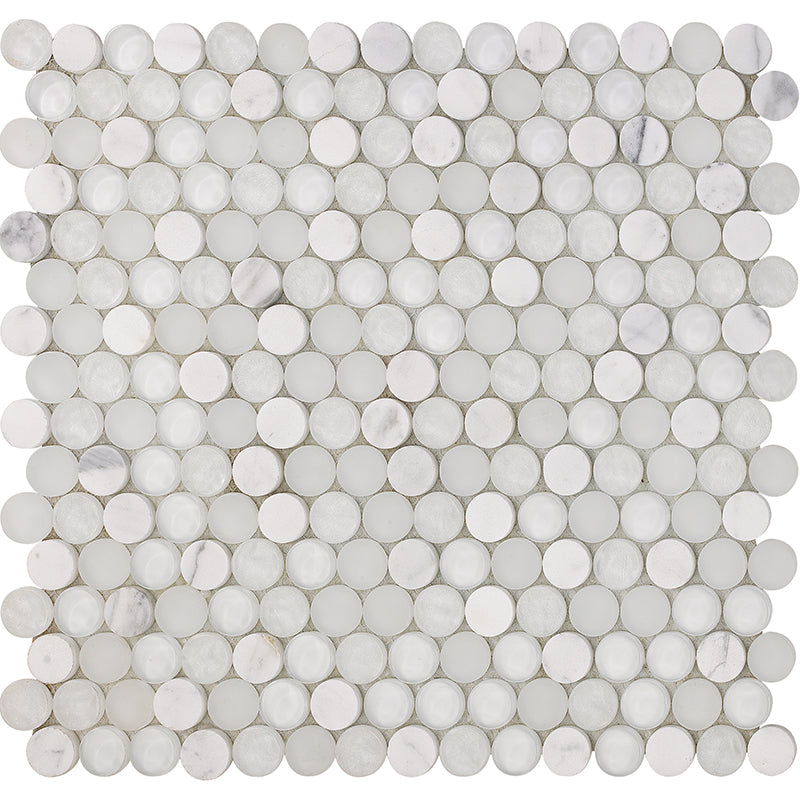 Happy Floors Sobe 12.4" x 11.5" Penny Round Glass & Stone Mosaic