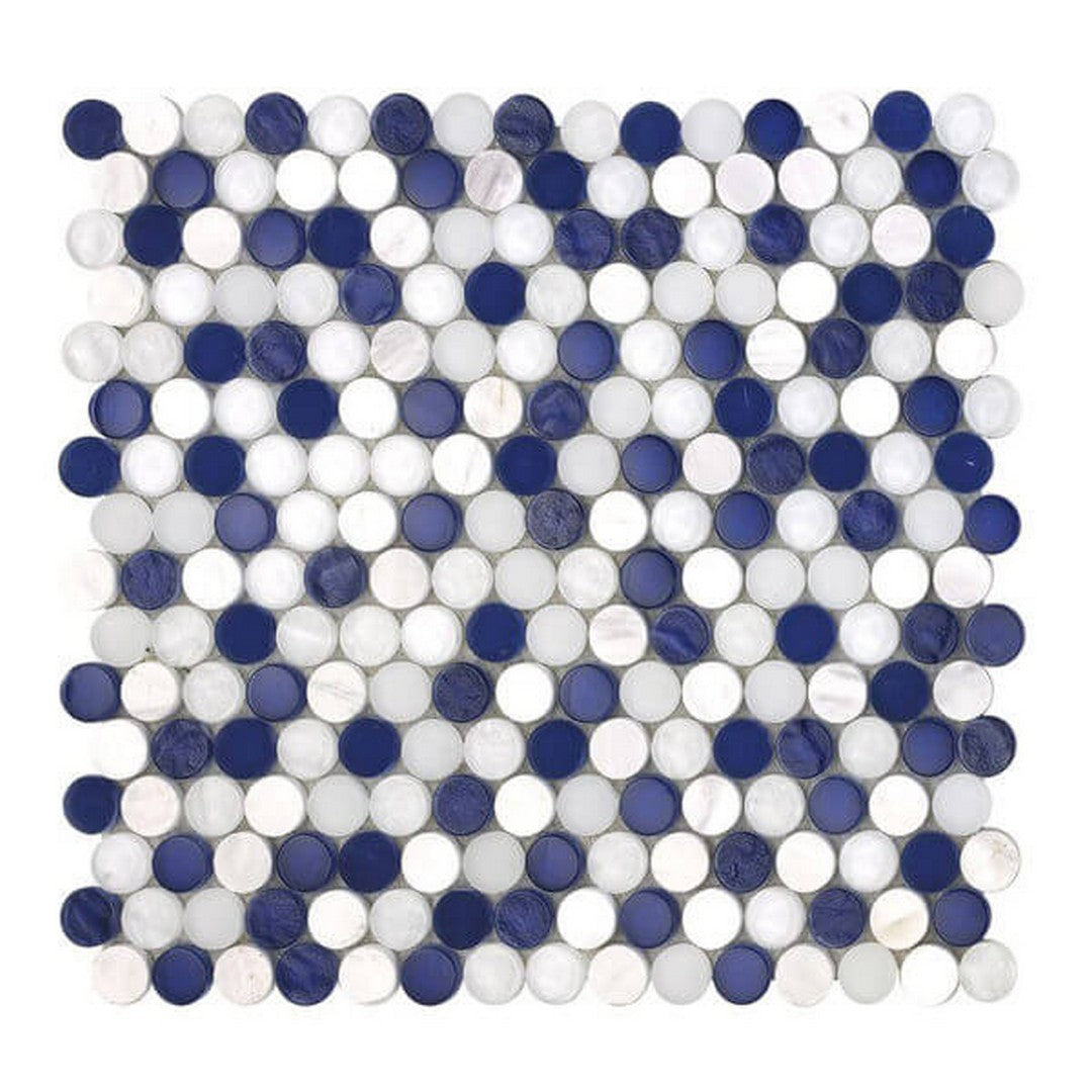 Happy Floors Sobe 12.4" x 11.5" Penny Round Glass & Stone Mosaic