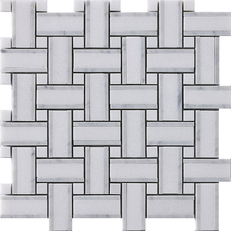 Happy Floors Natural Stone 12" x 12" Basketweave Mosaic