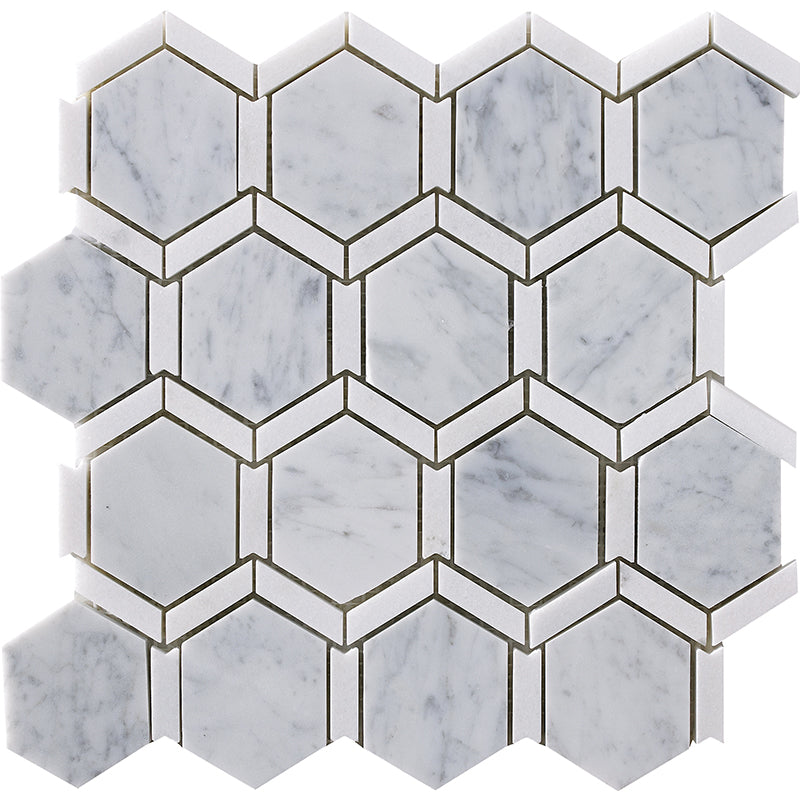 Happy Floors Natural Stone 12" x 12" Frame Hexagon Mosaic