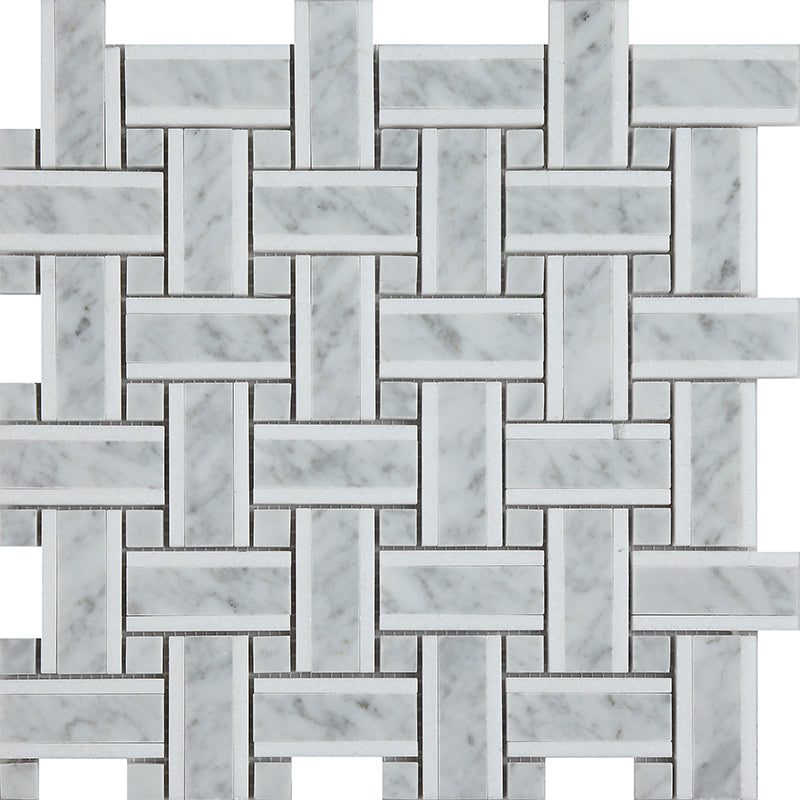 Happy Floors Natural Stone 12" x 12" Basketweave Mosaic