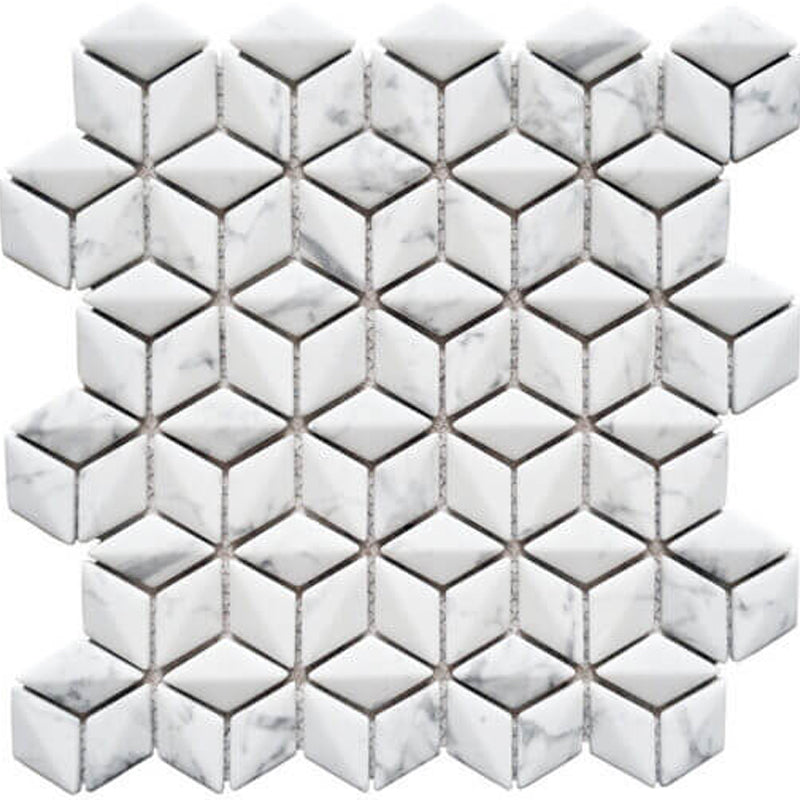 Happy Floors Endura 10.5" x 10.5" Recycled Glass 3D Rhomboid Mosaic