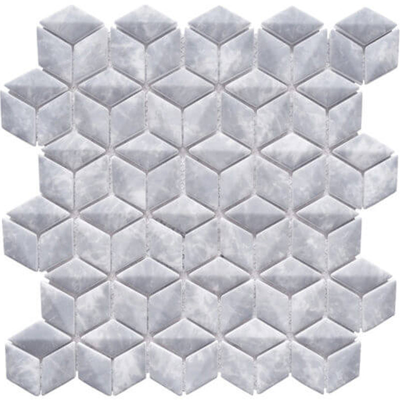Happy Floors Endura 10.5" x 10.5" Recycled Glass 3D Rhomboid Mosaic