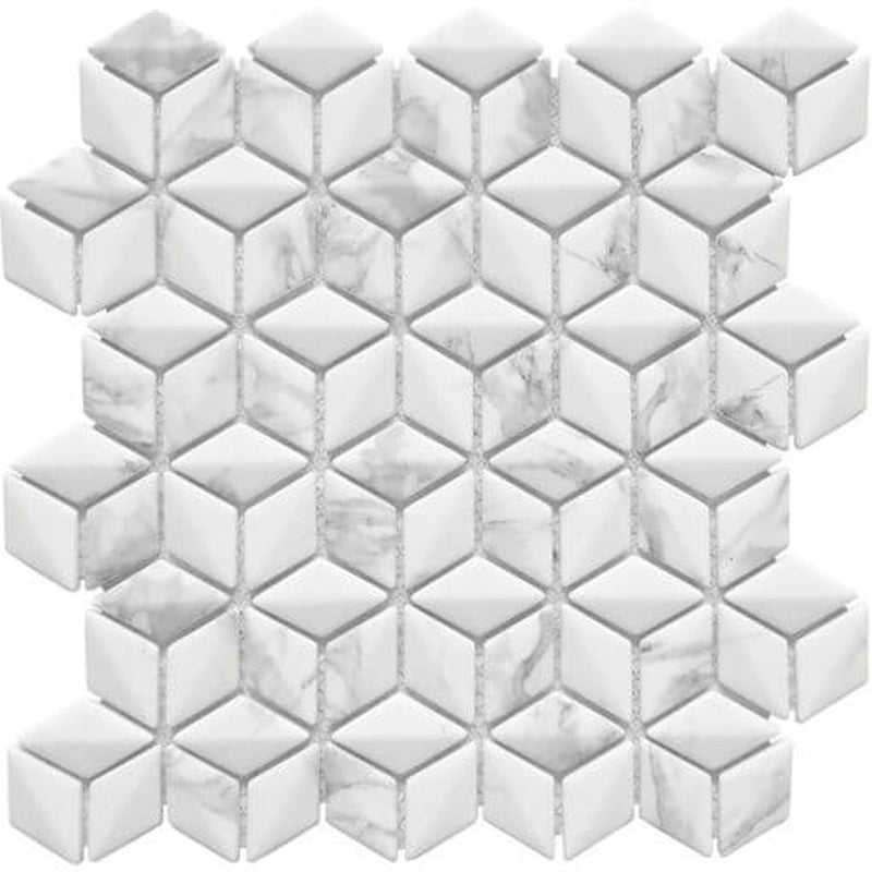 Happy Floors Endura 10.5" x 10.5" Recycled Glass 3D Rhomboid Mosaic