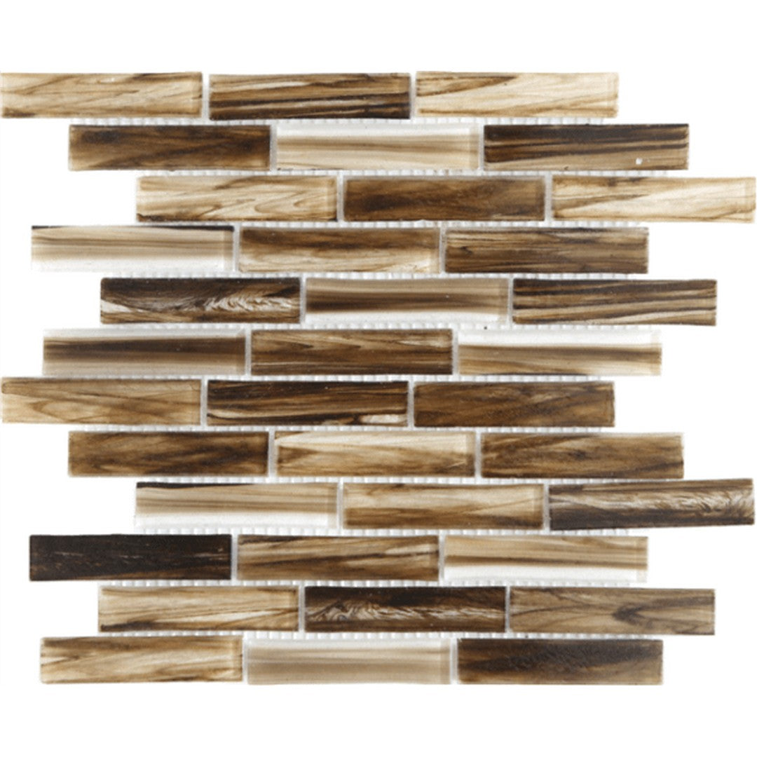 Happy Floors Tortuga 11.8" x 11.8" Listello Glass & Stone Mosaic