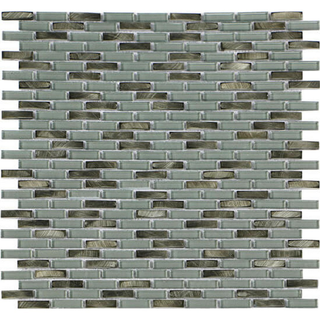 Happy Floors Iridium 11.9" x 12" Mini Brick Glass & Stone Mosaic