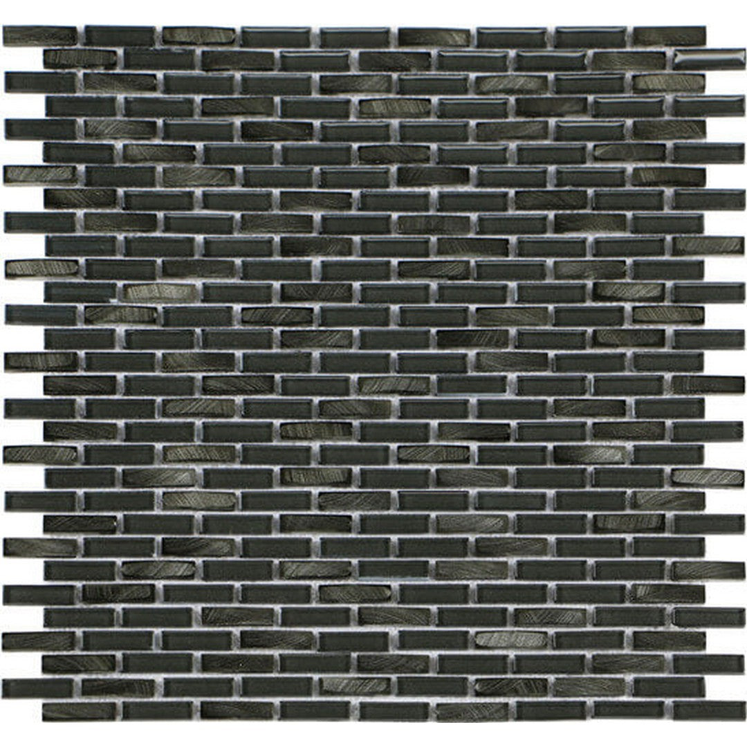 Happy Floors Iridium 11.9" x 12" Mini Brick Glass & Stone Mosaic