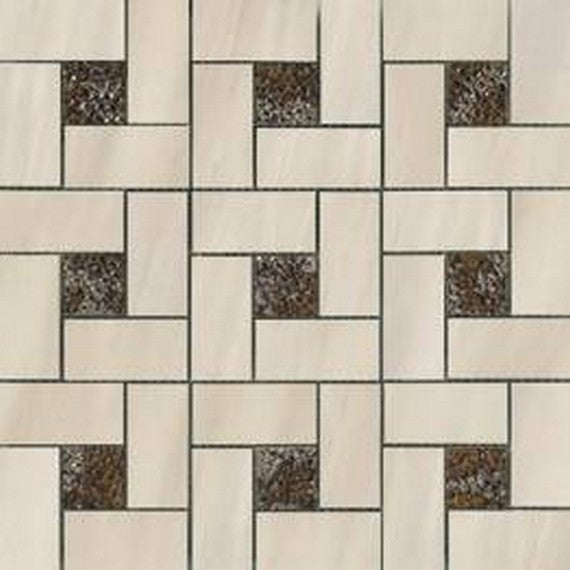 Happy Floors Dolomite 12" x 12" Pinwheel Porcelain Mosaic