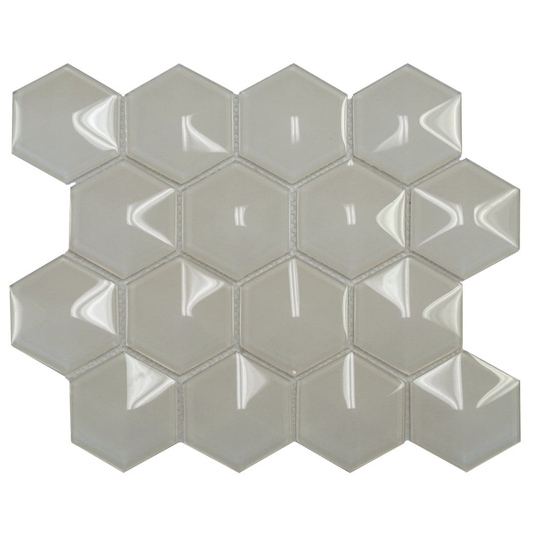 Ottimo Dimension Hexagon 10" x 12" Glossy Glass Mosaic
