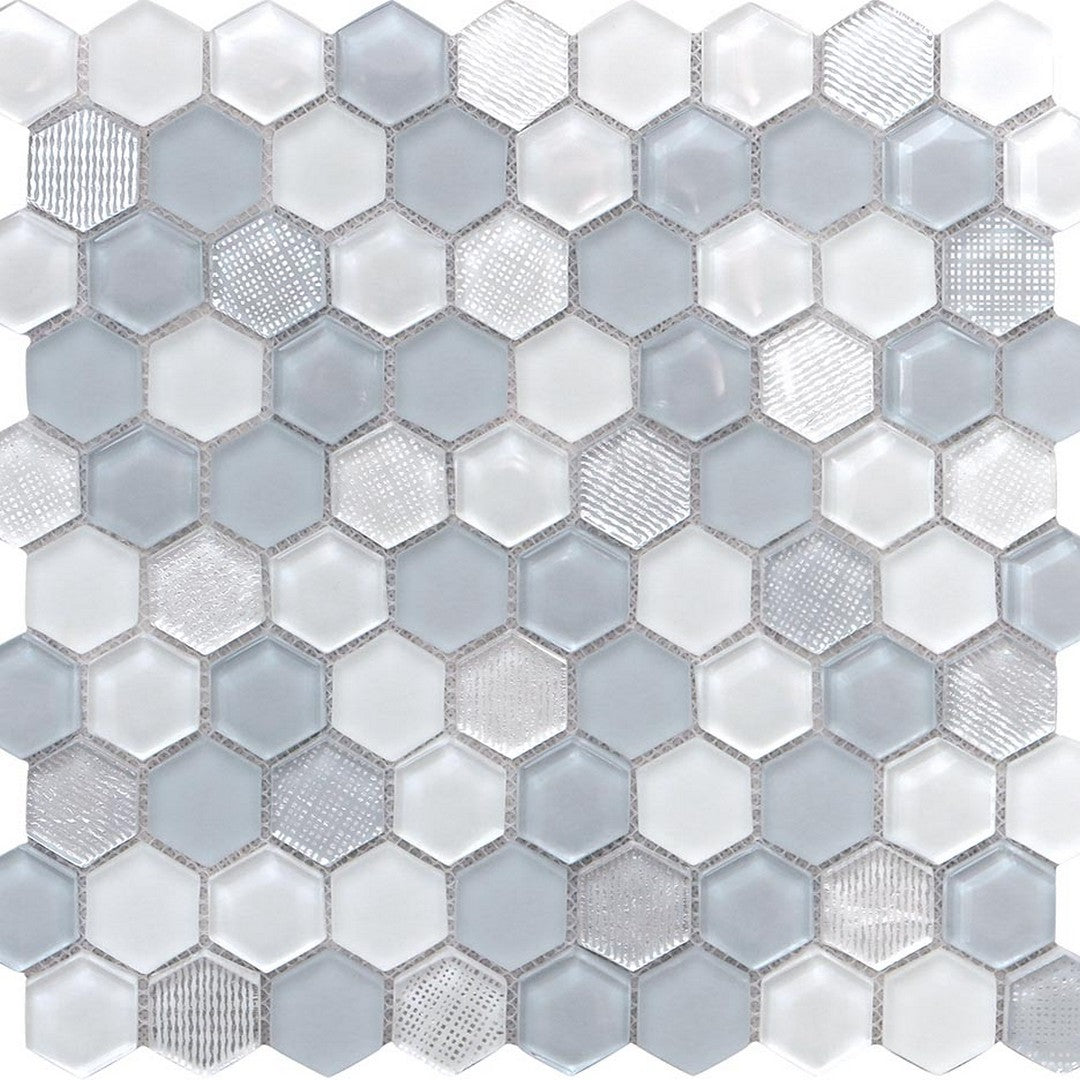 MiR Iceland 11.6" x 12" Glass 1.2" Hexagon Mosaic