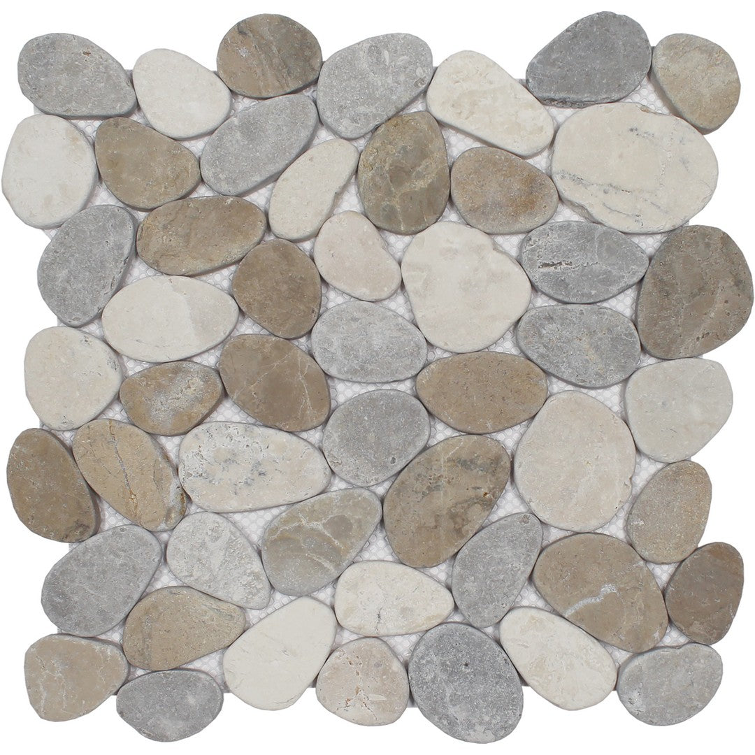 Tesoro Ocean Stones 11.25" x 11.25" Natural Stone Coin Mosaic