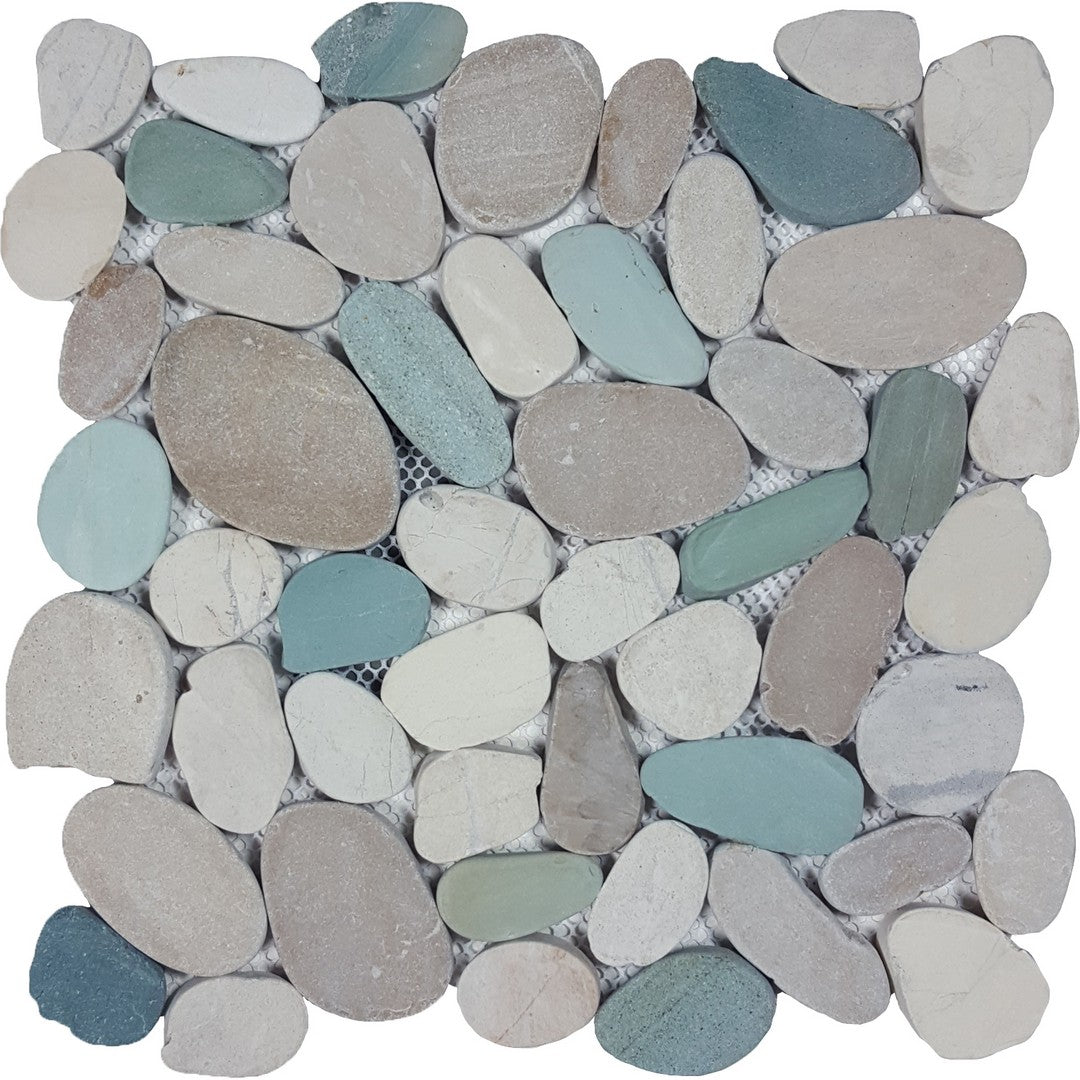 Tesoro Ocean Stones 11" x 11" Natural Stone Sliced Mosaic