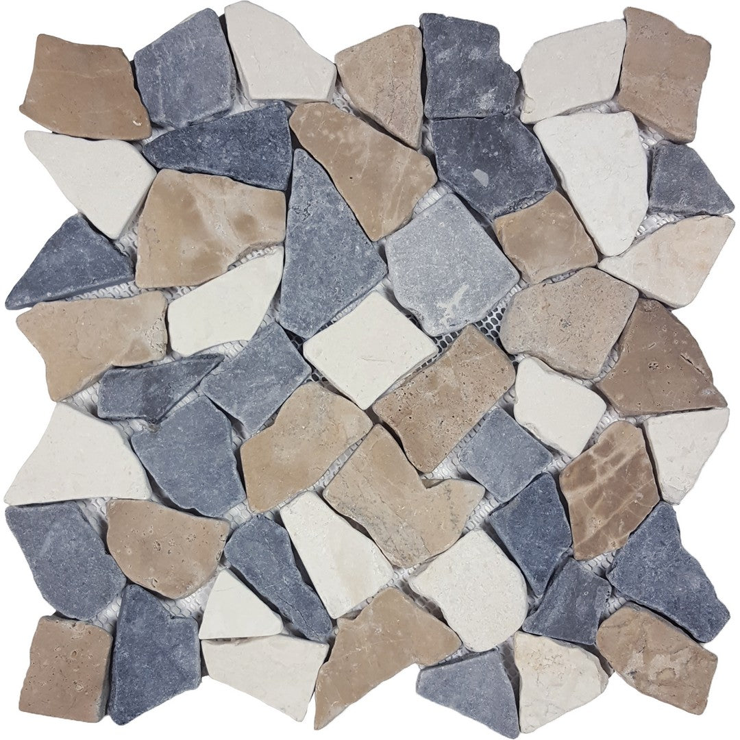 Tesoro Ocean Stones 11.25" x 11.25" Natural Stone Tumbled Mosaic