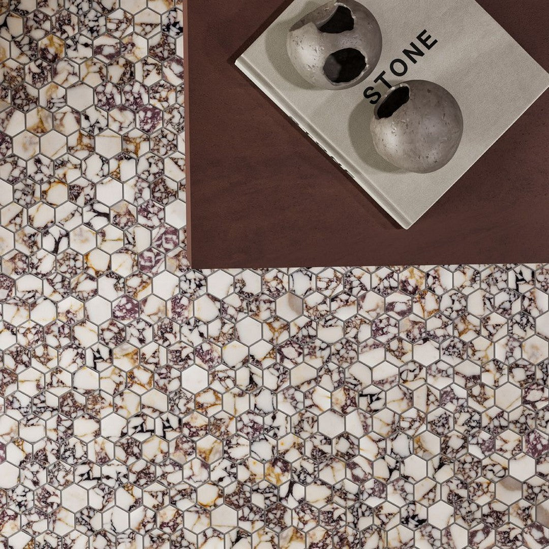 Jeffrey-Court-Marmo-Viaggio-10.25-x-11.63-Honed-2-Hexagon-Marble-Mosaic-Afyon-Violet