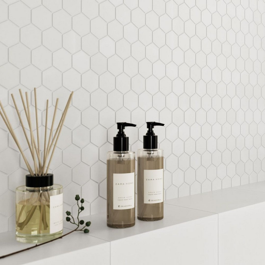 Jeffrey-Court-Marmo-Viaggio-9.38-x-10.75-Honed-2-Hexagon-Marble-Mosaic-Thassos
