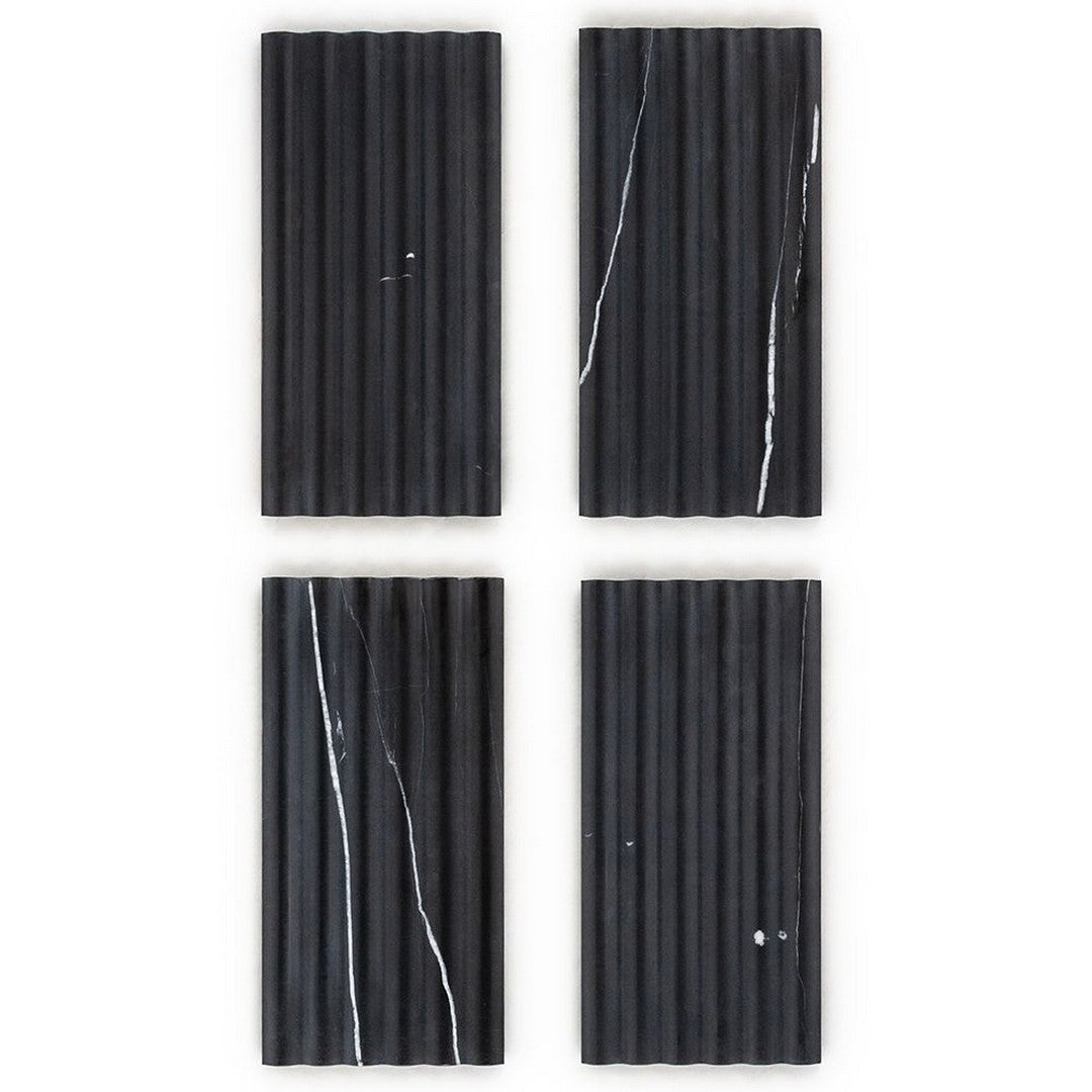 Jeffrey-Court-Marmo-Viaggio-6-x-12-Honed-Fluted-Marble-Tile-Nero-Marquina