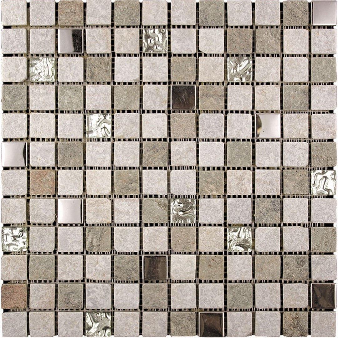 MiR Metallico 12" x 12" Glass & Stone & Metal 1" Mosaic