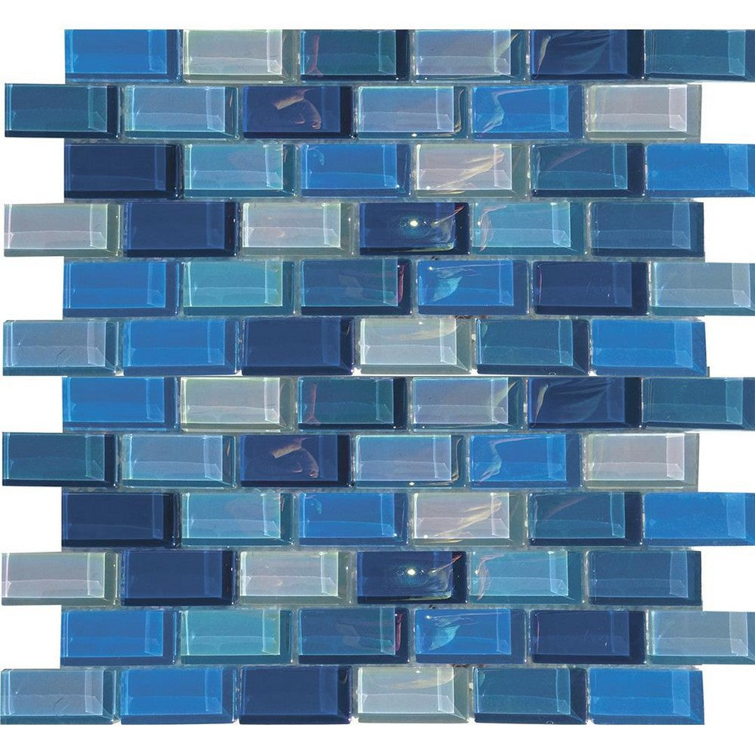Tesoro Lux Aqua 12" x 12" Staggered Glass Mosaic