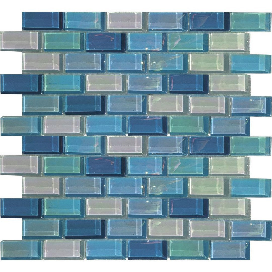 Tesoro Lux Aqua 12" x 12" Staggered Glass Mosaic