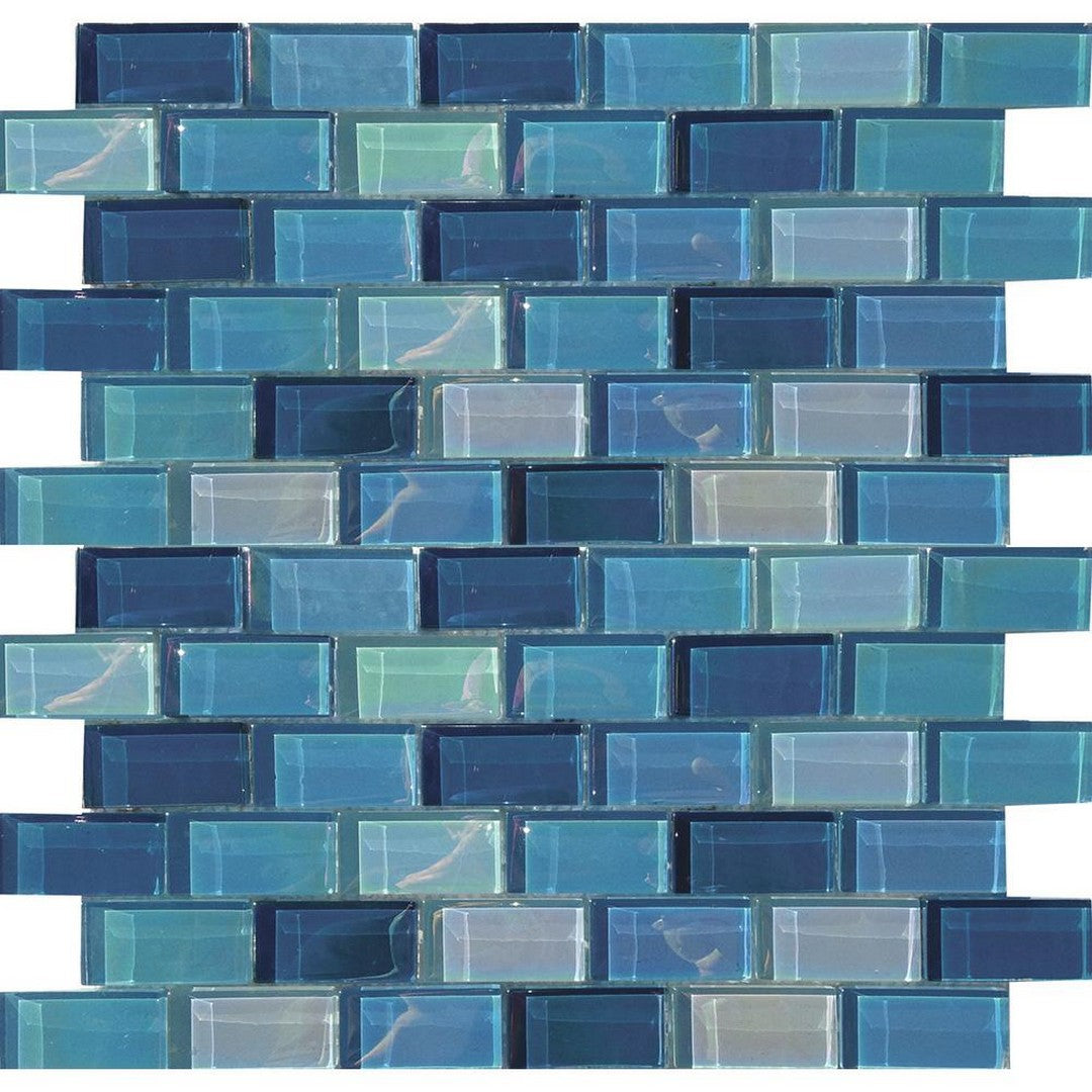Tesoro Lux Aqua 12" x 12" Staggered Glass Mosaic