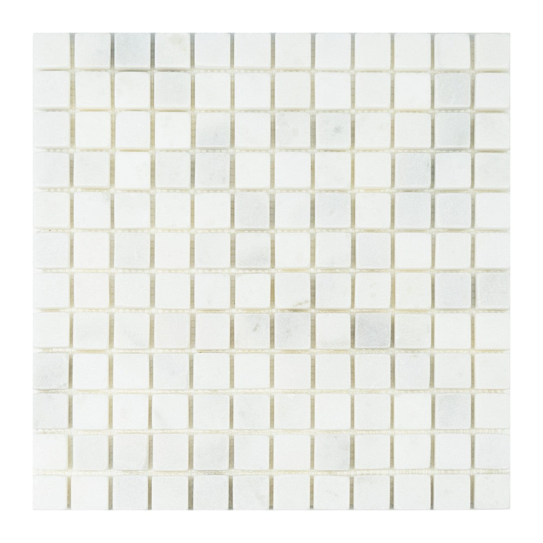 Keystone Snow White 12" x 12" Tumbled Marble 1" Mosaic