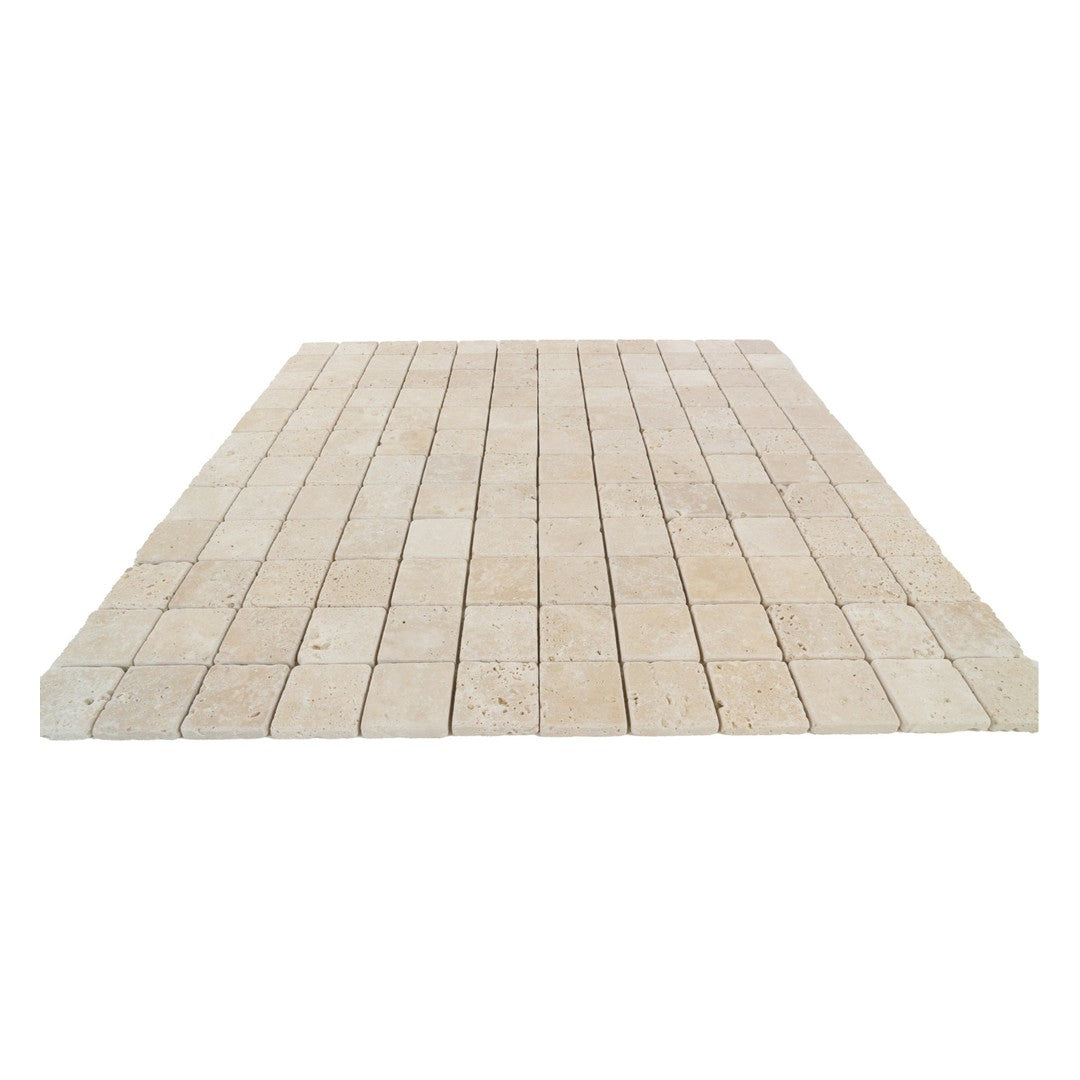 Keystone-Extra-Light-12"-x-12"-Tumbled-Travertine-2"-Mosaic-Extra-Light