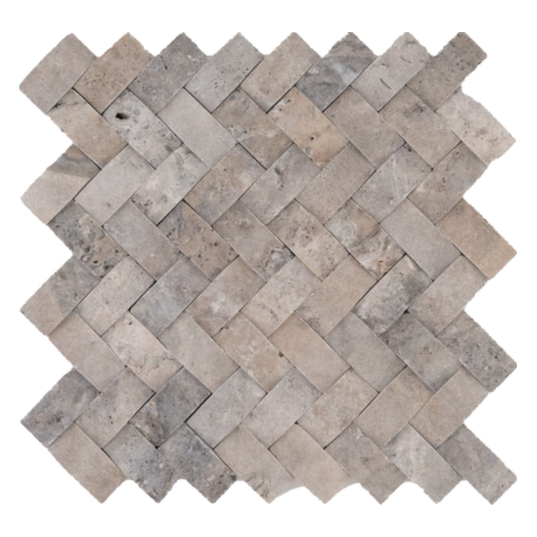 Keystone Nordic Silver 12" x 12" Honed Natural Stone Herringbone Mosaic