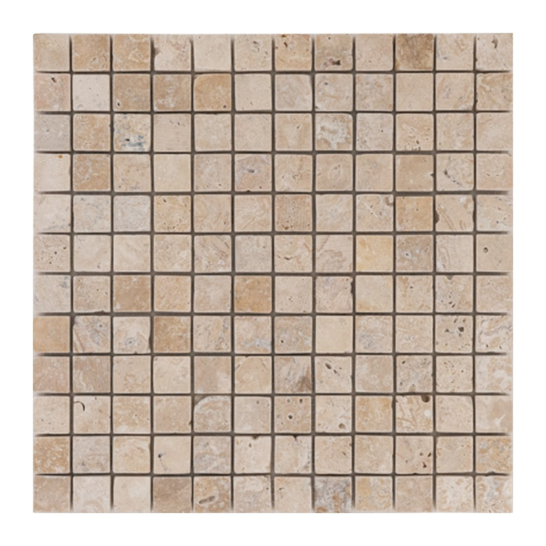 Keystone Nordic Silver 12" x 12" Tumbled Travertine 1" Mosaic