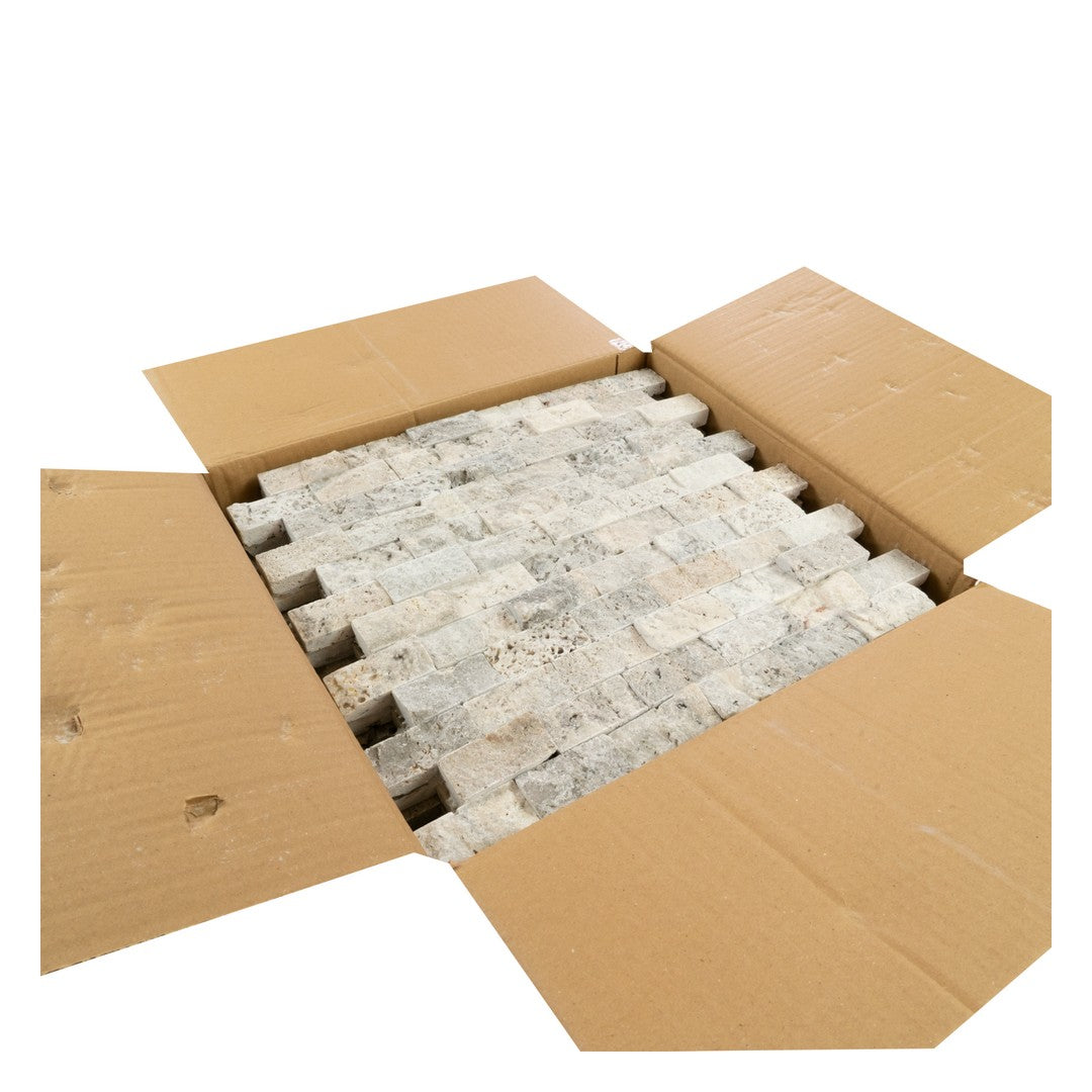 Keystone-Nordic-Silver-12"-x-12"-Split-Face-Natural-Stone-1x2"-Mosaic-Nordic-Silver