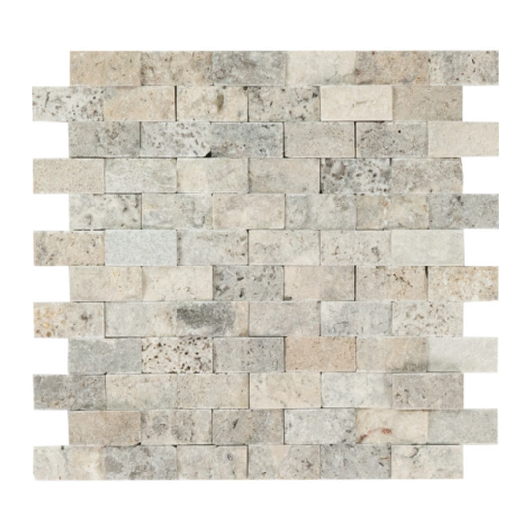 Keystone Nordic Silver 12" x 12" Split Face Natural Stone 1x2" Mosaic