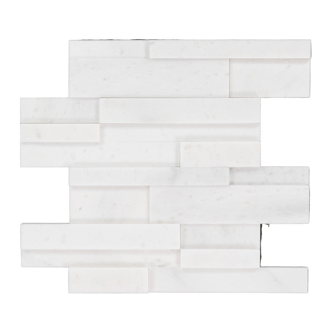 Keystone Snow White 12" x 12" Honed Natural Stone 3D Panel Mosaic