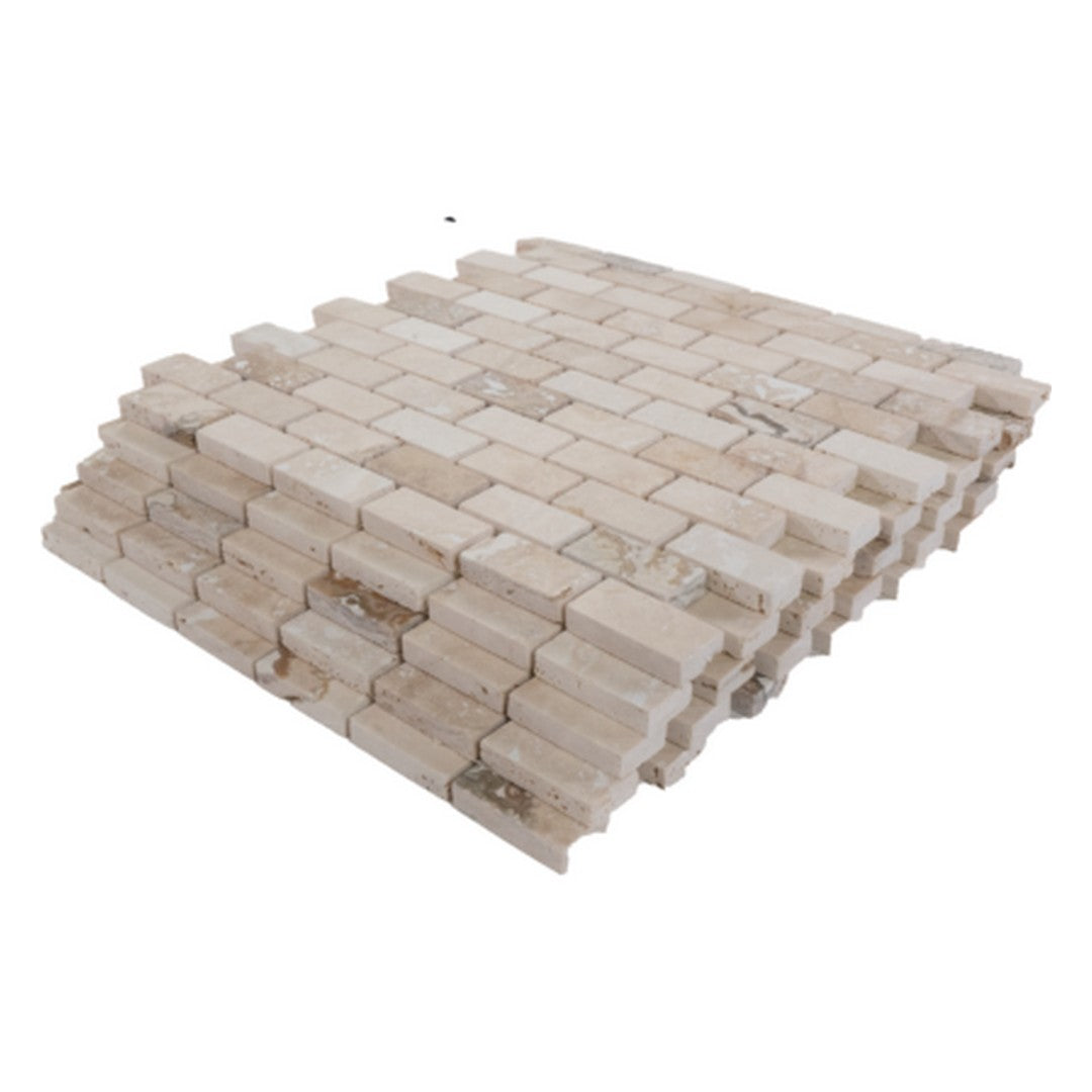 Keystone-Tiramisu-12"-x-12"-Honed-Travertine-1x2"-Mosaic-Tiramisu