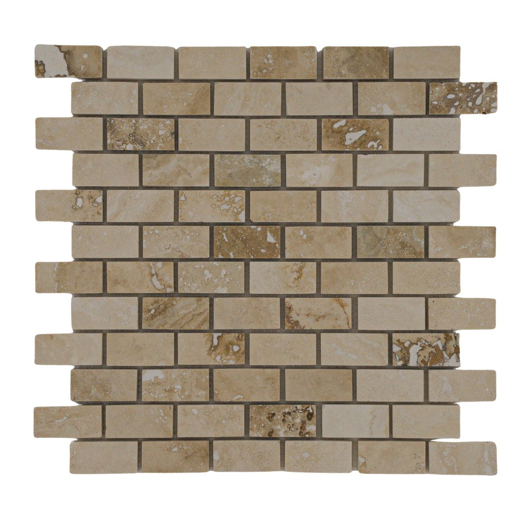 Keystone Tiramisu 12" x 12" Honed Travertine 1x2" Mosaic